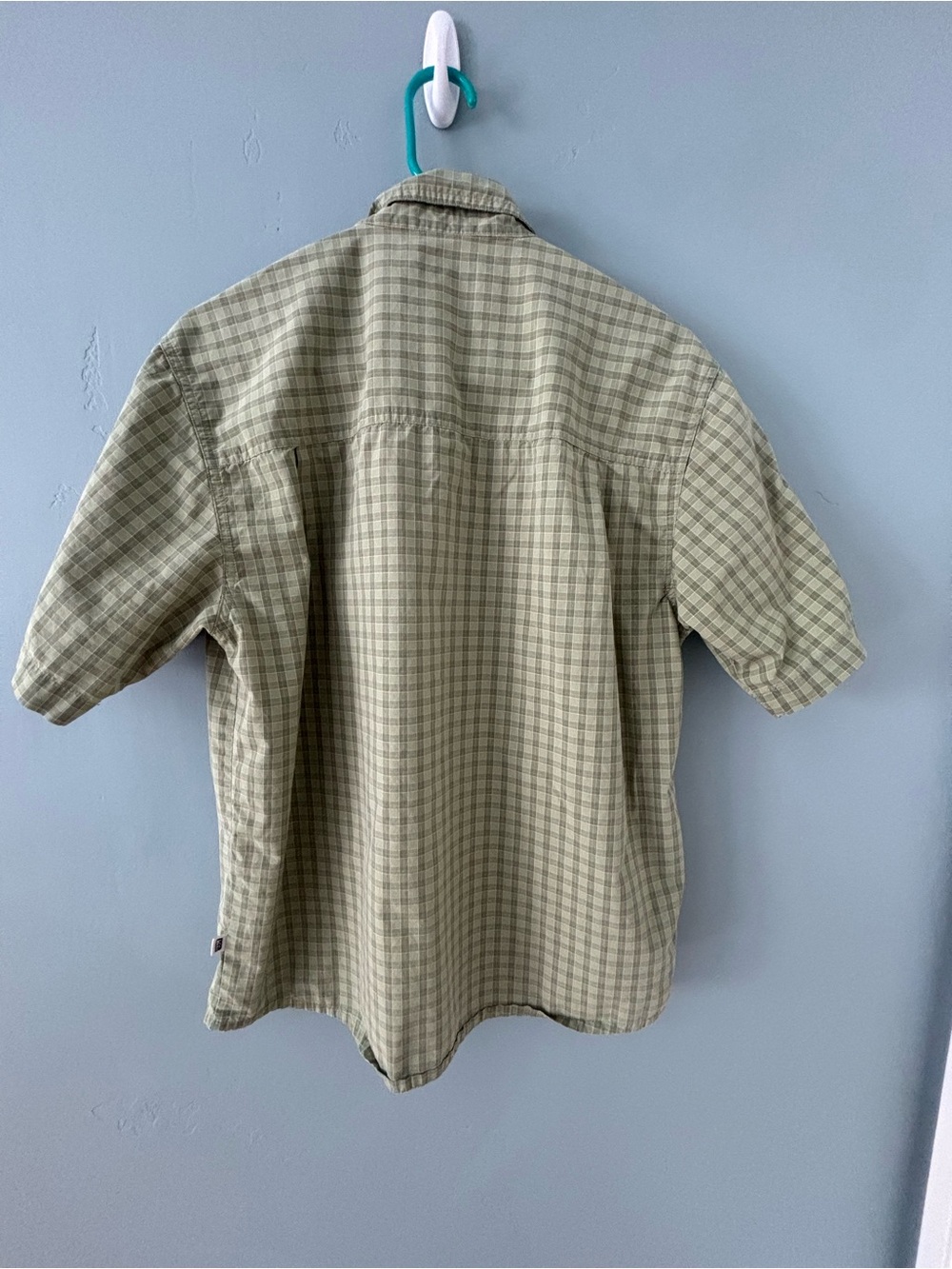 REI Short-Sleeve Button-Down Plaid Shirt in Light Olive - Picture 3 of 5
